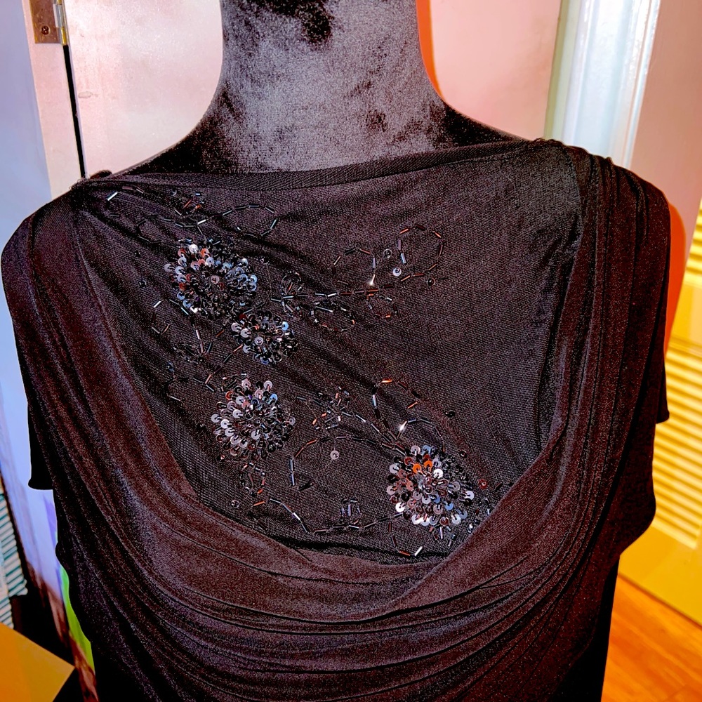 Black evening dress knee length size 20